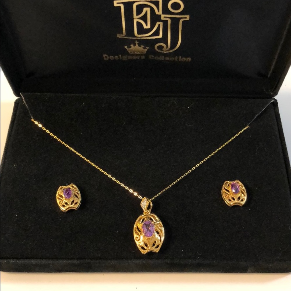 Amethyst Filigree Necklace and earrings